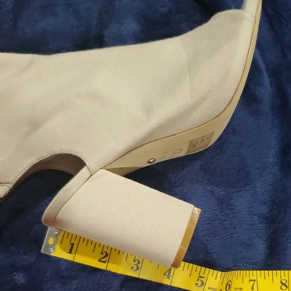 RAYE Cream Thigh High Over-the-Knee Peep Toe Open Heel Back Zip Boots - Picture 12 of 12